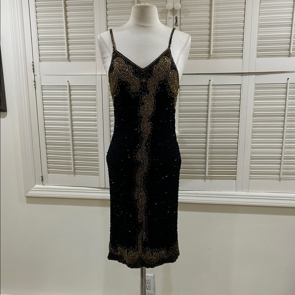 Silky Nites Elegant Black and Gold Women's Dress and Jacket